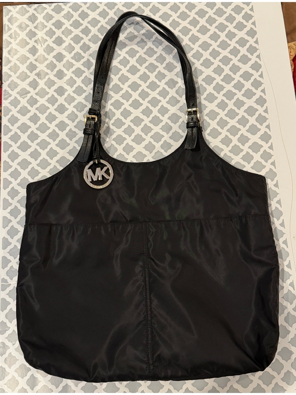 Michael Kors Black Nylon Tote with MK Charm
